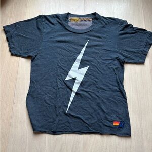 Aviator Nation Charcoal Tee with White Lightning Bolt